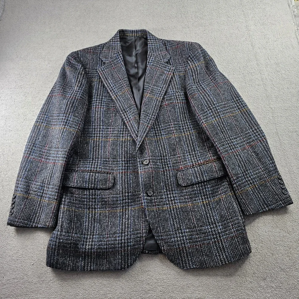 Brassard Blazer Jacket Men's Colorful‎ Plaid Tweed Notch Lapel Single Breasted